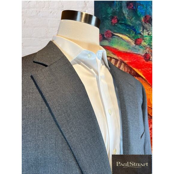 Paul Stuart 50R 42x31 Gray Italian Designer 2 Piece Suit Super 100s Mint - Picture 3 of 14
